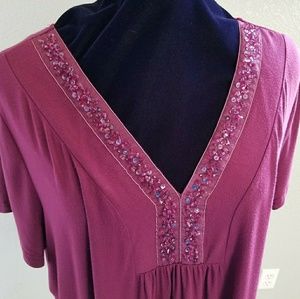 🌹 Apt. 9 SS Beaded Tunic Top Size 2X.